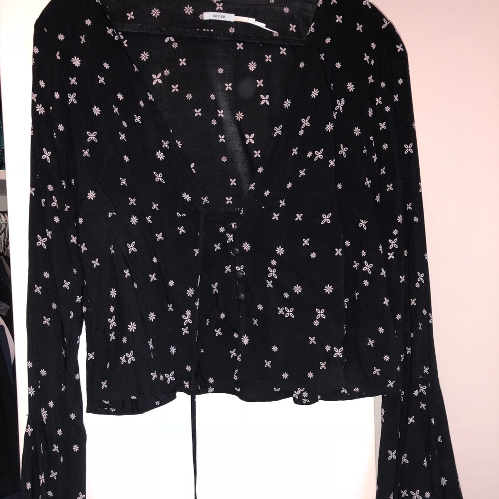 Urban Outfitters deep v neck top w/ flare sleeves
